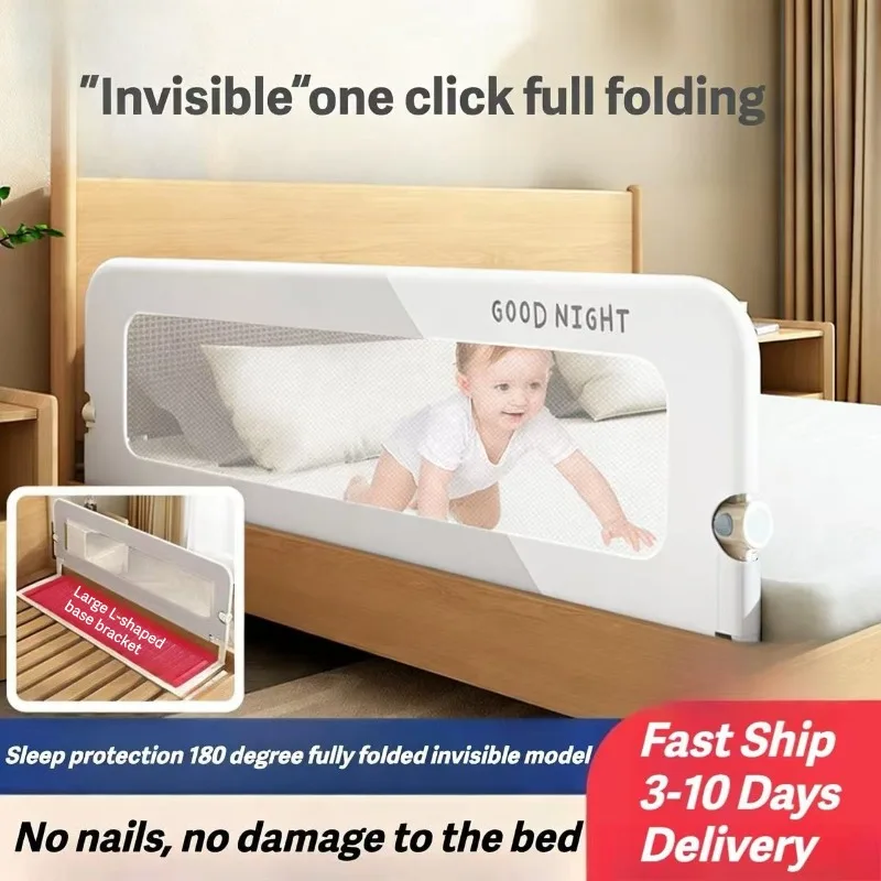 سياج سرير موسع على شكل حرف L من IMBABY - حاجز حماية قابل للطي بدون حفر من جانب واحد، حماية من السقوط لسلامة سرير الأطفال الصغار #1
