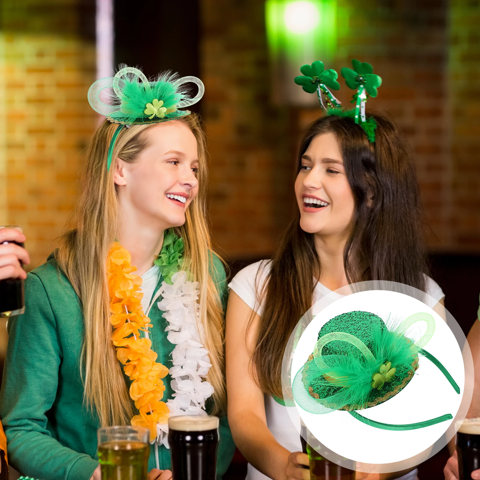 

Clover Network Management Hat Headband Hair Accessories Women Green Leaf Mini Top St Patrick Day Festival Party Girls
