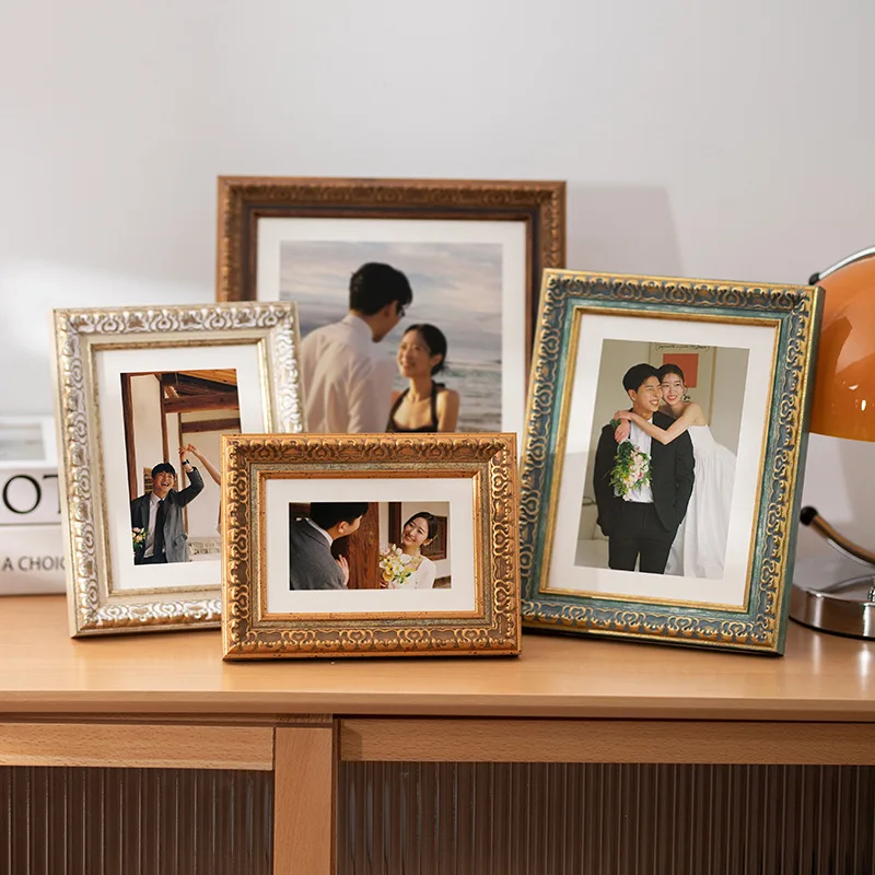 Picture Frame Hanging Wall 5-10 inch Horizontal Resin Frame Table A4 American European Wedding Dress Palace Retro Picture Frame