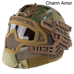 Multicolor ABS Material FAST PJ CS Training Game Tactical Helmet With Steel Wire Mask Round Hole