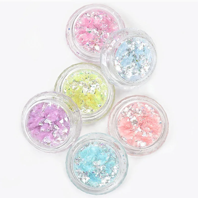 6-delige Nagellak Poeder Set Huisdier Multistyle Polariserende Fijne Flash Aurora Crystal Diamant Poeder Nagel Pailletten Accessoires