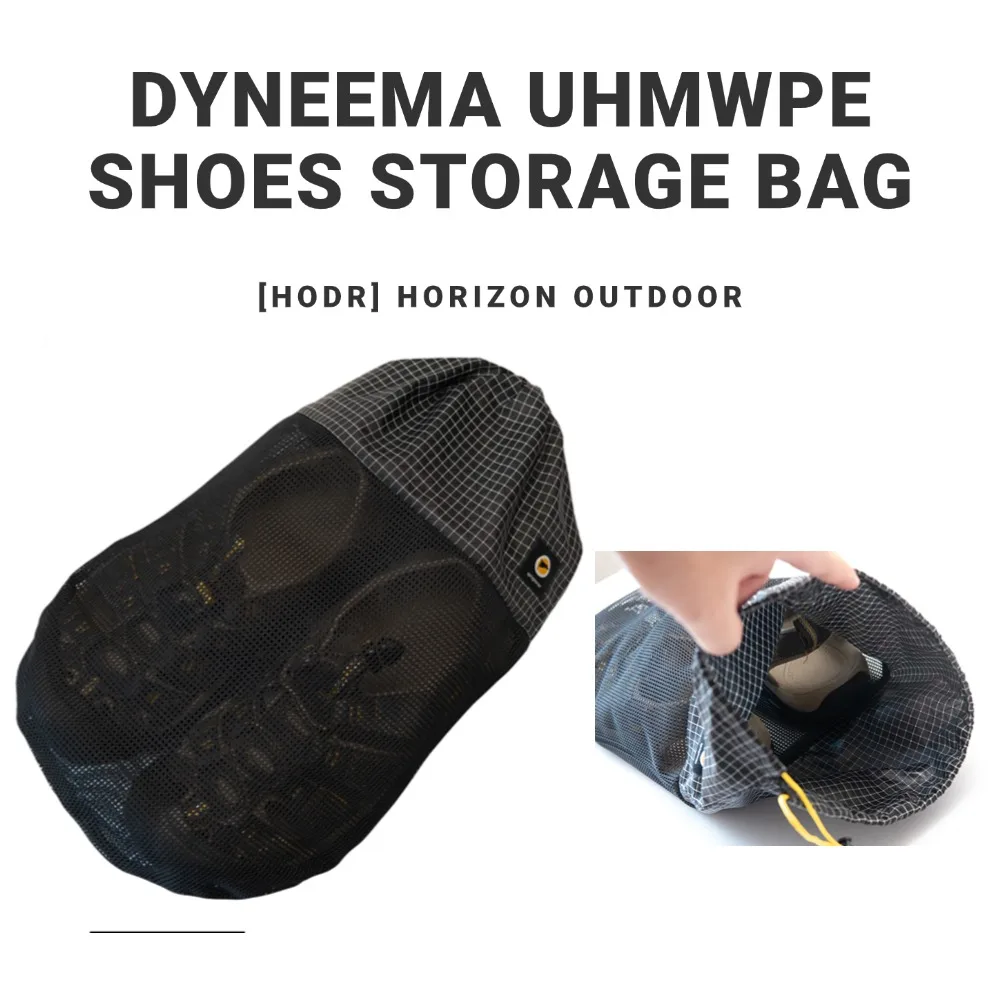 

[HODR] Outdoor Camping Shoes Bag Dyneema UHMWPE Shoe Storage Breathable Mesh Dyneema Drawstring Bag Portable Multi-functional