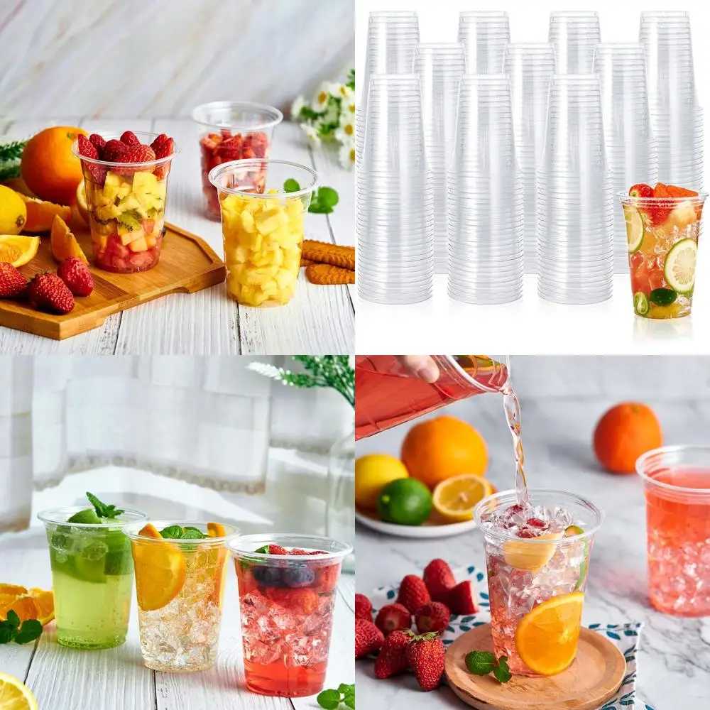 

Прозрачные пластиковые стаканы объемом 16 унций, одноразовые, для холодных напитков, идеально подходят для кофе со льдом, смузи и газированных напитков.