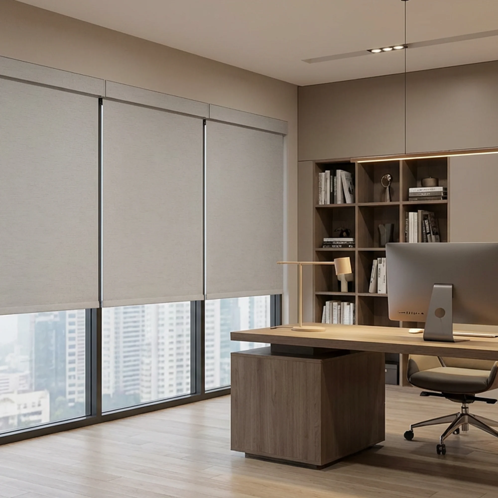 Office Eco Roller Blinds. Non-toxic, odorless, colorless. Formaldehyde-free. Anti-static & dustproof. UV protection. Healthy !