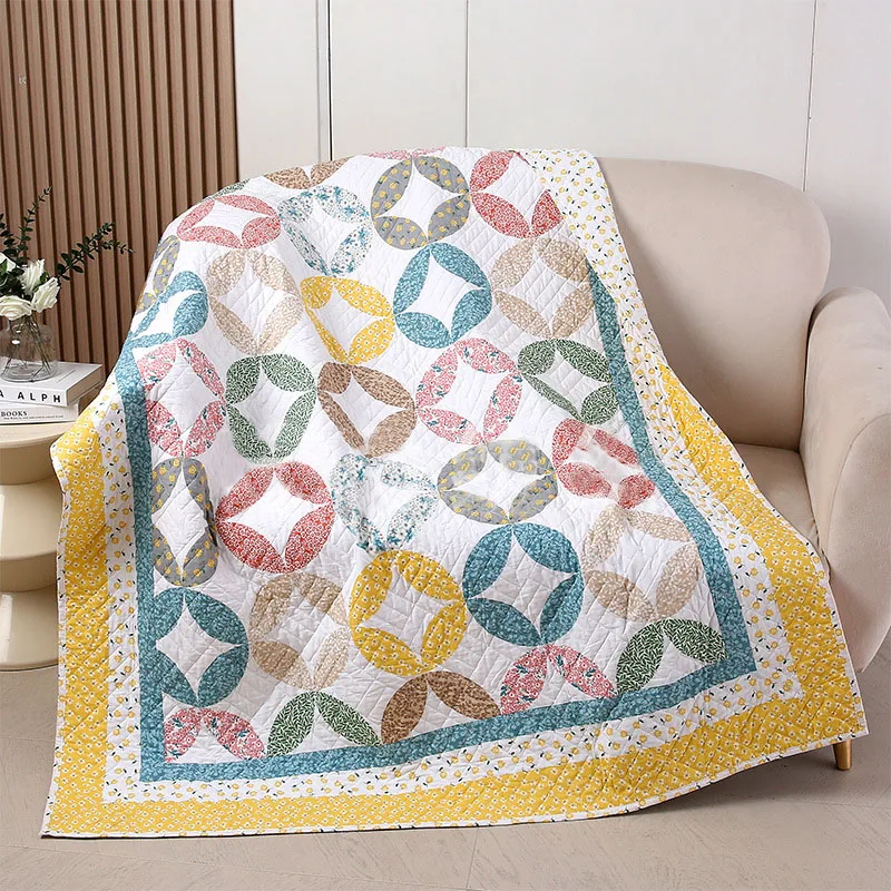 

125x150cm Summer Lightweight Quilted Blanket | 100% Cotton Printed Sofa Throw | Kids Baby Bed Cover | Soft Breathable