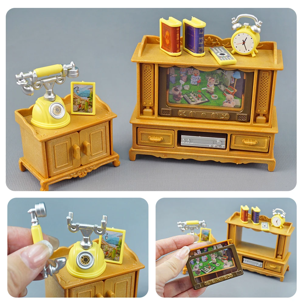 Muebles en miniatura de la familia del bosque, juguete de cocina, casa de muñecas Mini, accesorios de simulación, juego de habitación, juguetes de