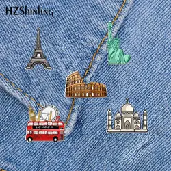 2023 New Statue of Liberty Acrylic Lapel Pin Favorite Cities Epoxy Butterfly Clasp Pin Handmade Resin Brooch