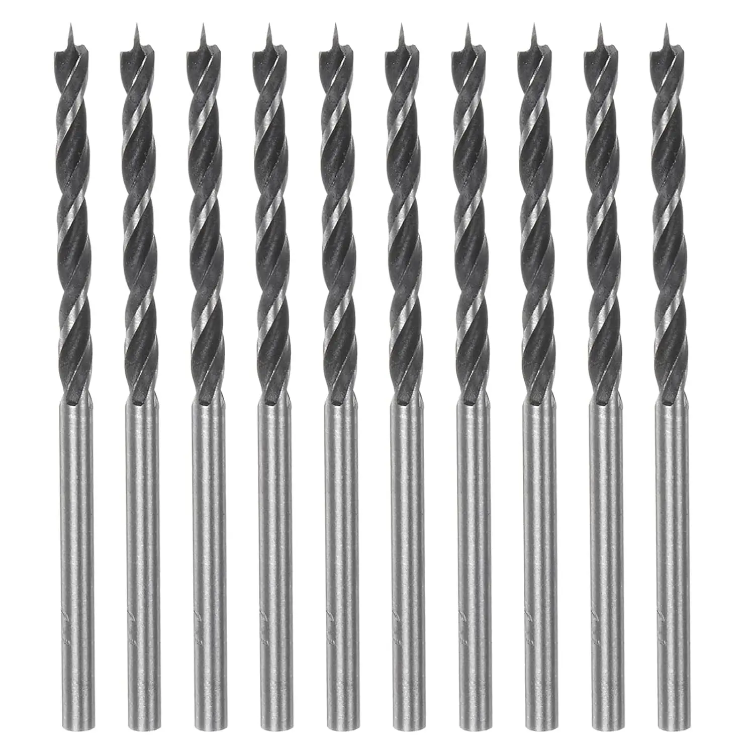 10pcs Brad Point Drill Bits 3mm(1/8") Dia Straight Round Shank Brad Point Spiral Twist Drill Bits for Softwood Hardwood Plywood