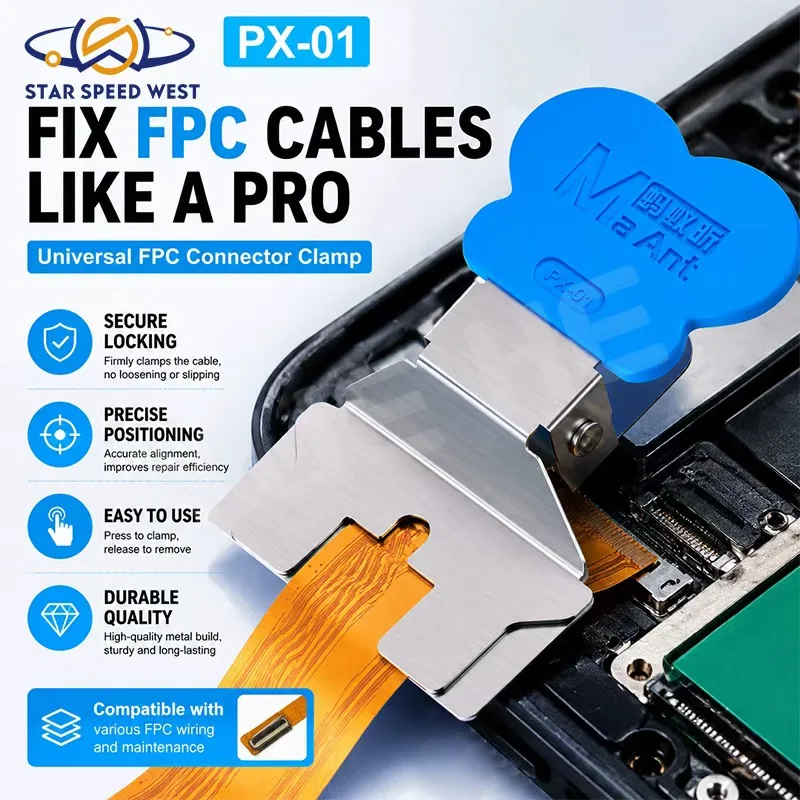 MaAnt PX-01 Universal FPC Connector Fixing Clamp with Torsion Spring Secure Locking No Damage to Cables for Phone Repair Tool