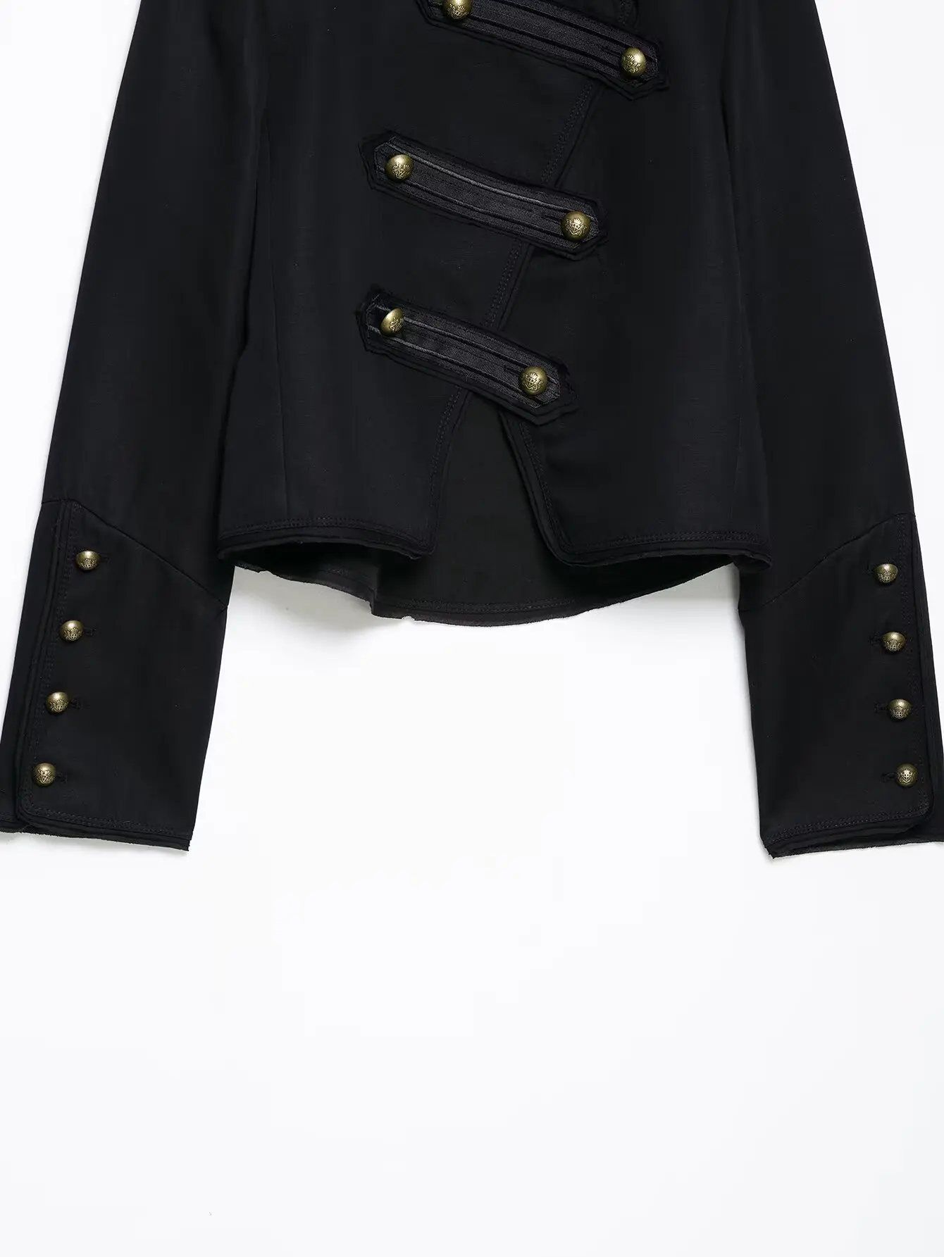 HH Vintage Militär-Stil Kurze Jacke für Damen mit Goldknöpfen und Stehkragen, Elegante Oberbekleidung für Frühling und Herbst, Streetwear für Festivals – Detail 7