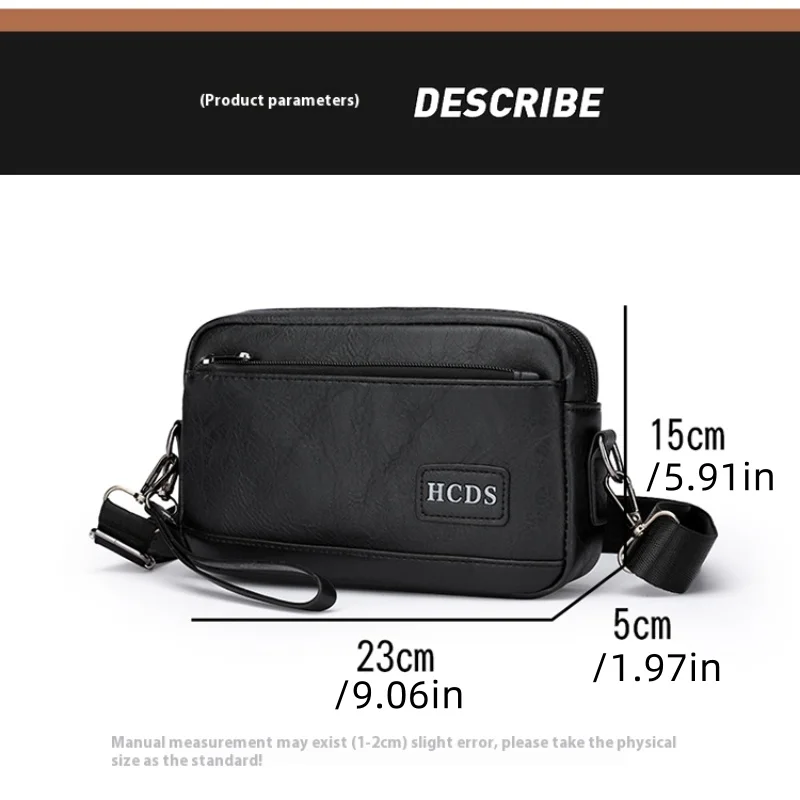 Men\'s New Hand Bag Men\'s Fashion Single Shoulder Crossbody Bag Retro Multi-purpose Mobile Phone Bag Three-purpose Bag