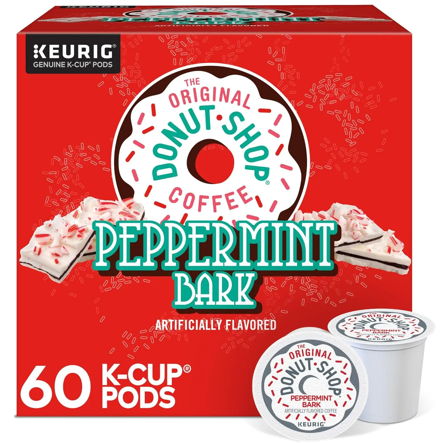 Light Roast Peppermint Bark Coffee Pods, 60 Count for Keurig Machines