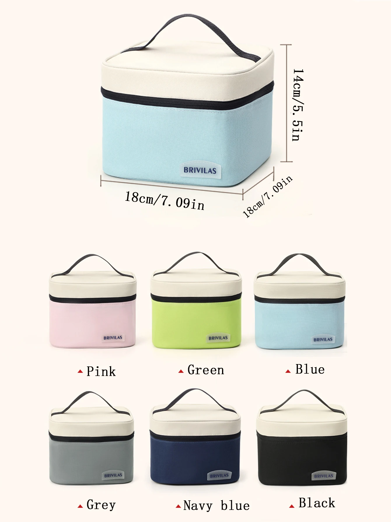 Color blocking small square insulated lunch, outdoor camping and picnic portable lunch bag, insulated cold ice bag