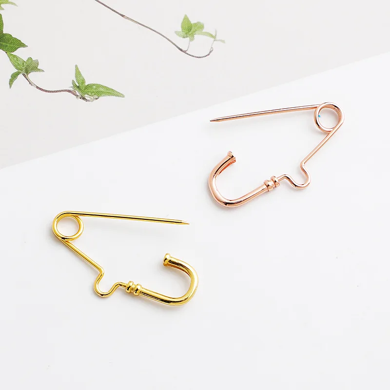 925 Silver Safety Pin Charm Brooch Handmade Jewelry Findings for Necklace Earring DIY Craft 925 Silver Charm