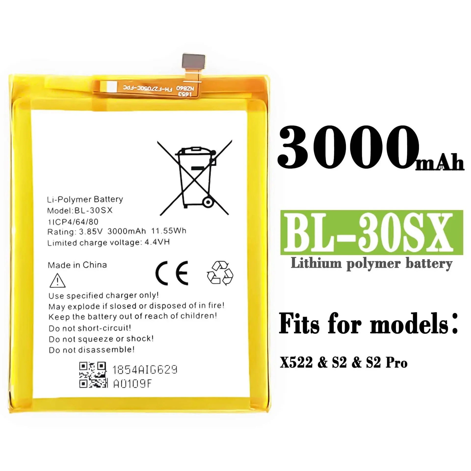 

BL-30SX High Quality Replacement Battery For Infinix X522 S2 Mobile Phone S2 Pro Large Capacity Built-in Battery