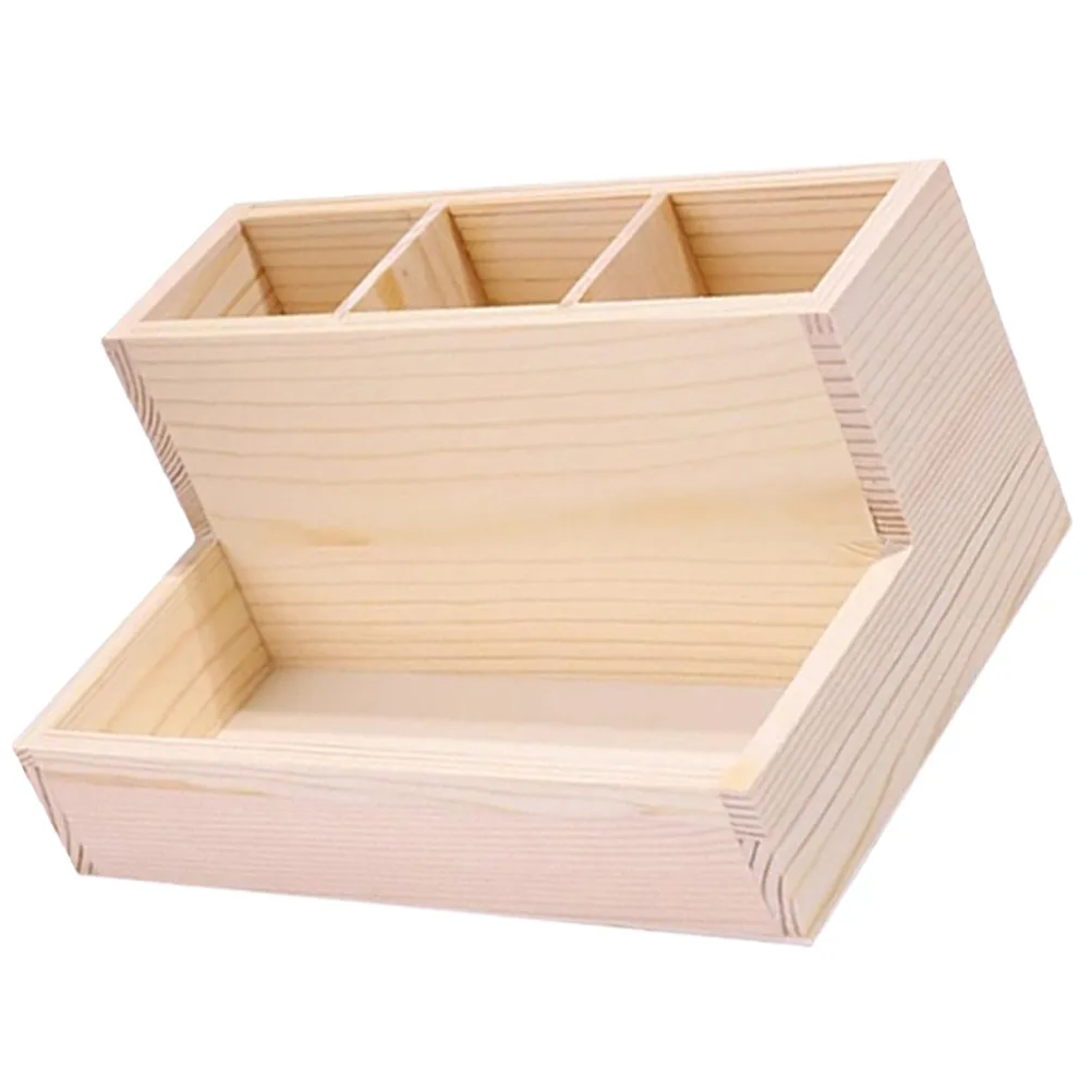 Wooden Desktop Makeup Organizer Multi-Grid Storage Box Sturdy Cosmetics Holder Compact Organizer for Vanity Dressing Table