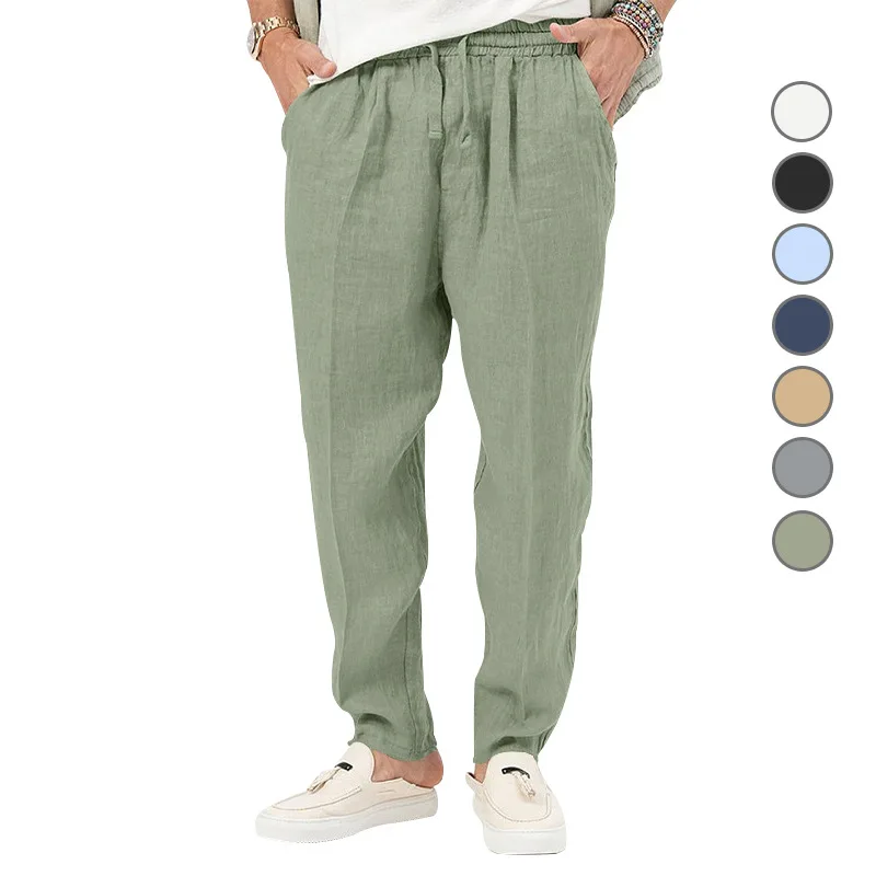 

2024Pantalones Hombre Y2k Casual Cotton And Linen Loose Trousers Four Seasons Handsome Fashion Pants men clothing