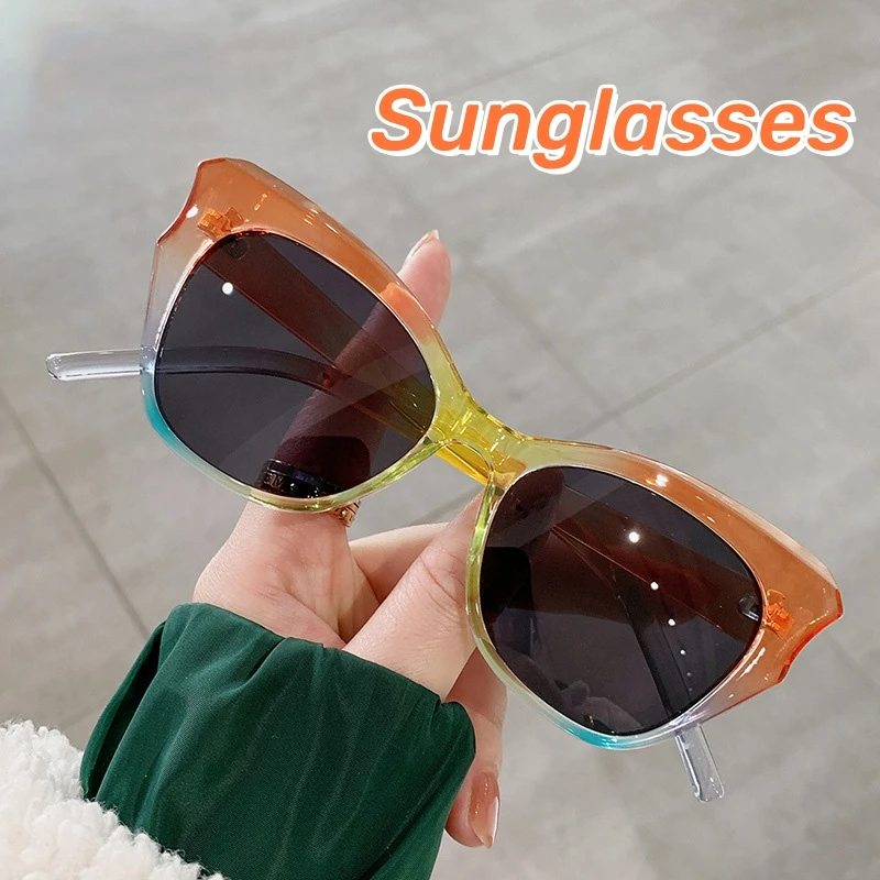 New Cat's Eye Frame Glasses Classic Black Frame Natural Personalized Sunglasses Colorful Contrasting for Women Sunglasses