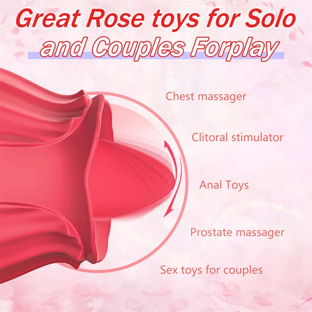 Rose Toy Tongue Licking Vibrator for Women Clit Stimulator Nipple Vibrating Massager Female G Spot Masturbator Sex Toy for Adult - Image 3