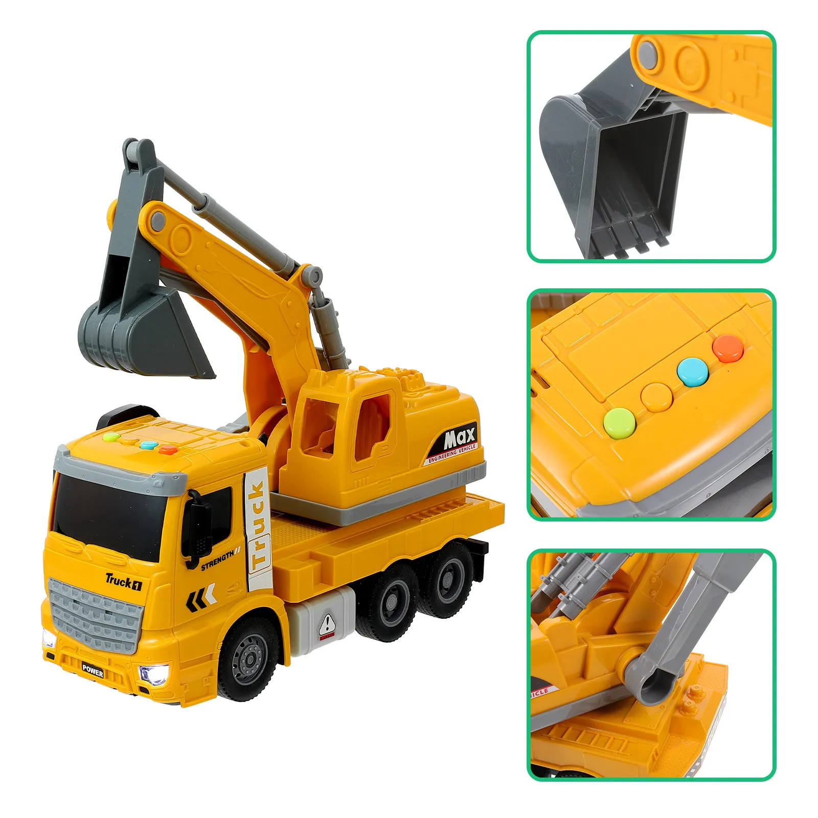 

Kids Excavator Inertial Construction Truck Bright Colors Safe Plastic Engineering Vehicle Light Music Car Perfect for Boys 5