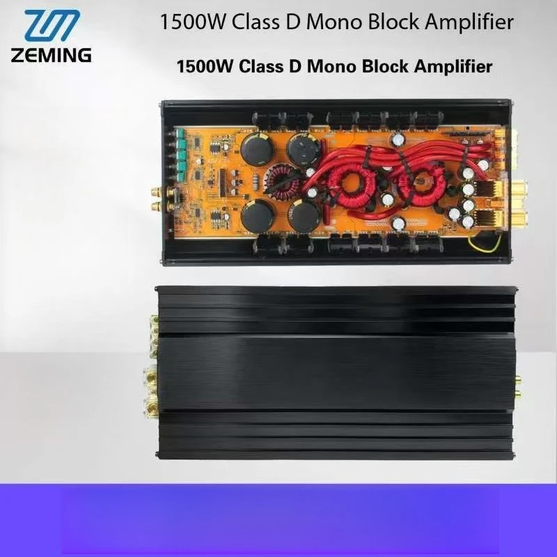 Amplificadores de Áudio para Carro Classe D MONO 1 Canal com DSP Integrado, Crossover e Equalizador, Carcaça de Alumínio, RMS 1500W@1Ω/RMS 900W@2Ω/RMS 600W@4Ω