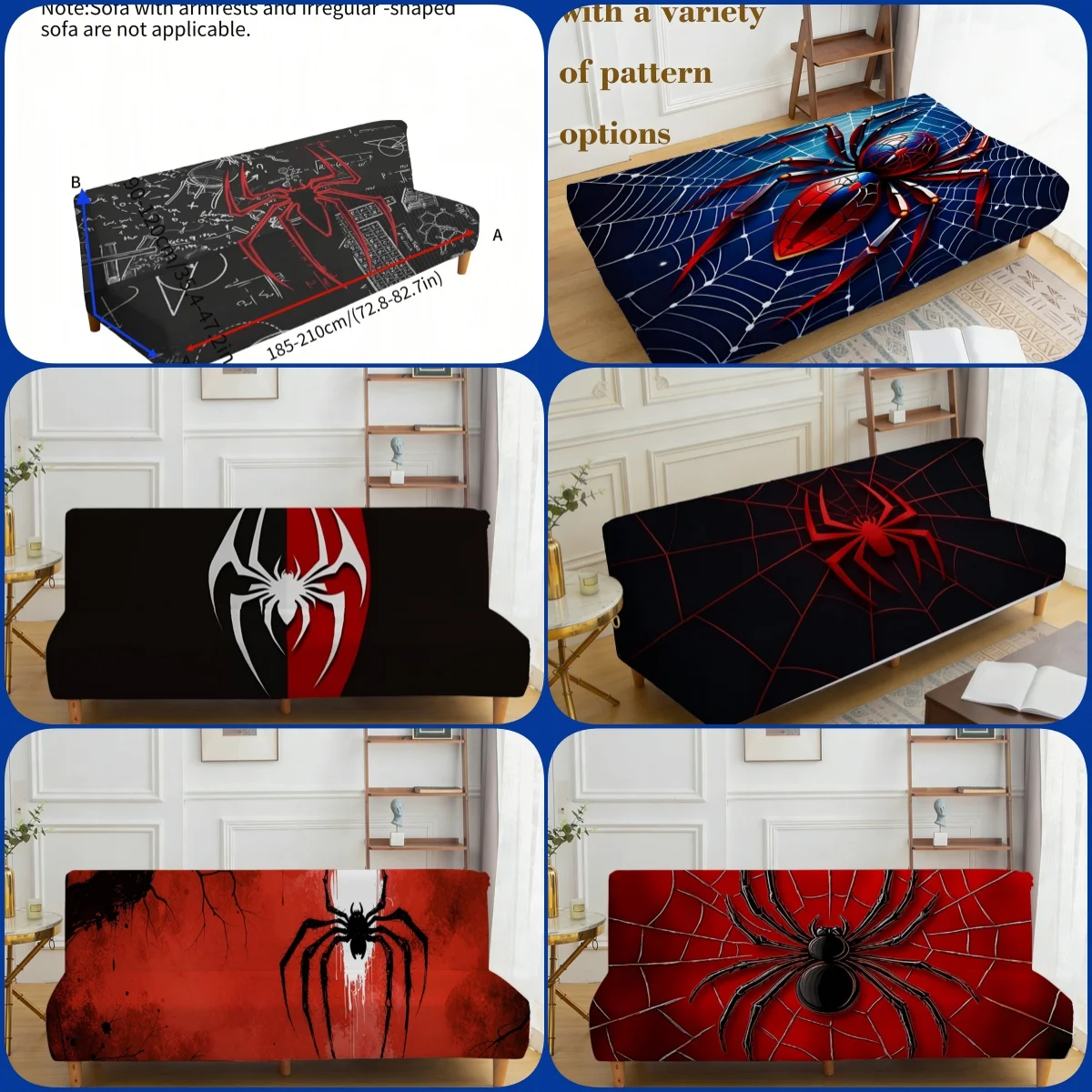 Spider web spider print stretch sofa cover elastic folding sofa bed cover dust sofa protective cover cool room home decoration