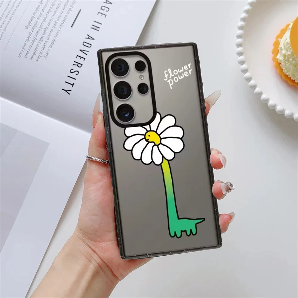 

Cute Daisy Dinosaur Acrylic Border Case for Samsung Galaxy S26 S25 S24 S23 Ultra S26U S24+ S25+ S26 Plus Protective Case