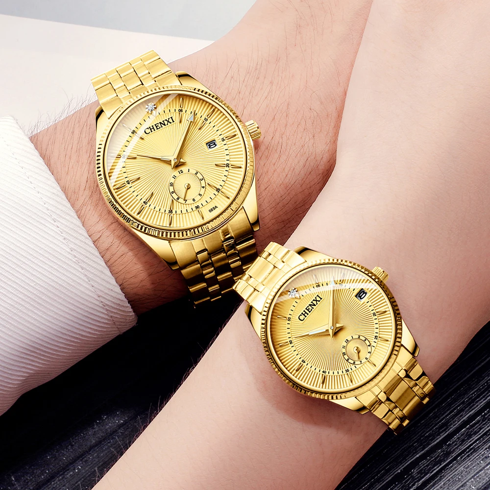 CHENXI Fashion Brand Watches Women Men Quartz Watch Luxury Golden lovers\' Wristwatches Creative Clock Watches relojes hombre