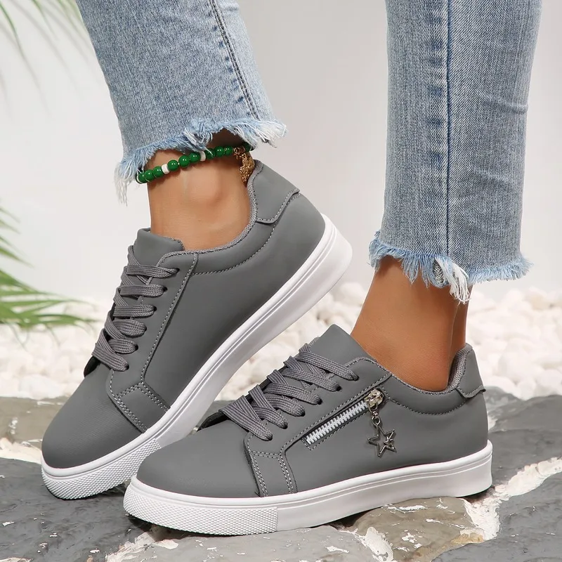 2026 New Trendy Zipper Design Women's Sneakers Comfort Casual Loafers Fashion Versatile Simple Low Top Women Shoes Кеды Женские