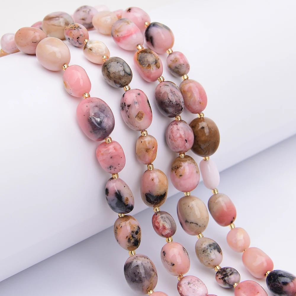 

APDGG Natural Pink Opal Smooth Irregular Polished Nugget Loose Beads 16'' Strand Jewelry Making DIY
