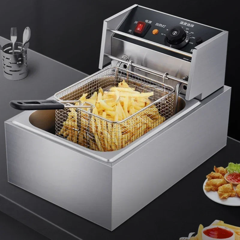 Double Deep Fryer Stainless Steel Electric Fryer Commercial Countertop Chicken French Fries Frying Chips Fryer 20L