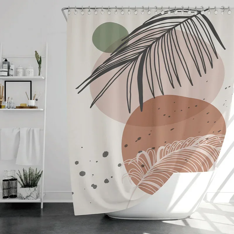 isn't wind simple Morandi bathroom shower curtain printed room partition  waterproof polyester light-transmitting