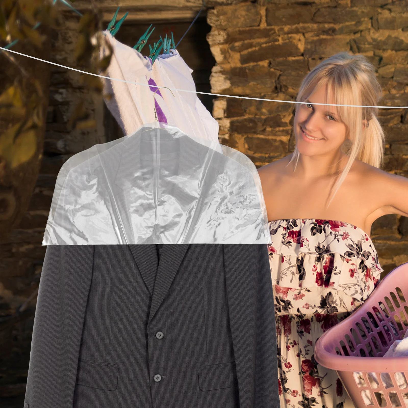 10 قطعة الملابس البلاستيكية واضحة الكتف يغطي 36.5X64 سنتيمتر خزانة غطاء غبار لتعليق تخزين الملابس المنزل السفر #2