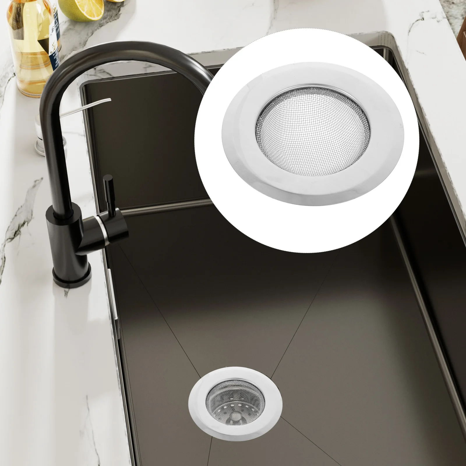 

6Pcs Stainless Steel Mesh Sink Strainer Ergonomic Design Clog Resistant Drain Strainer for Kitchen Bathroom Sink Easy