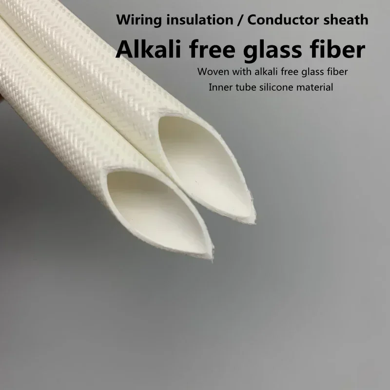 Fiberglass Braided Sleeve Silicone Tube ID 2-12mm Pipe High Temp Heat Resistant Flame Retardant Insulated Sleeving for Wiring