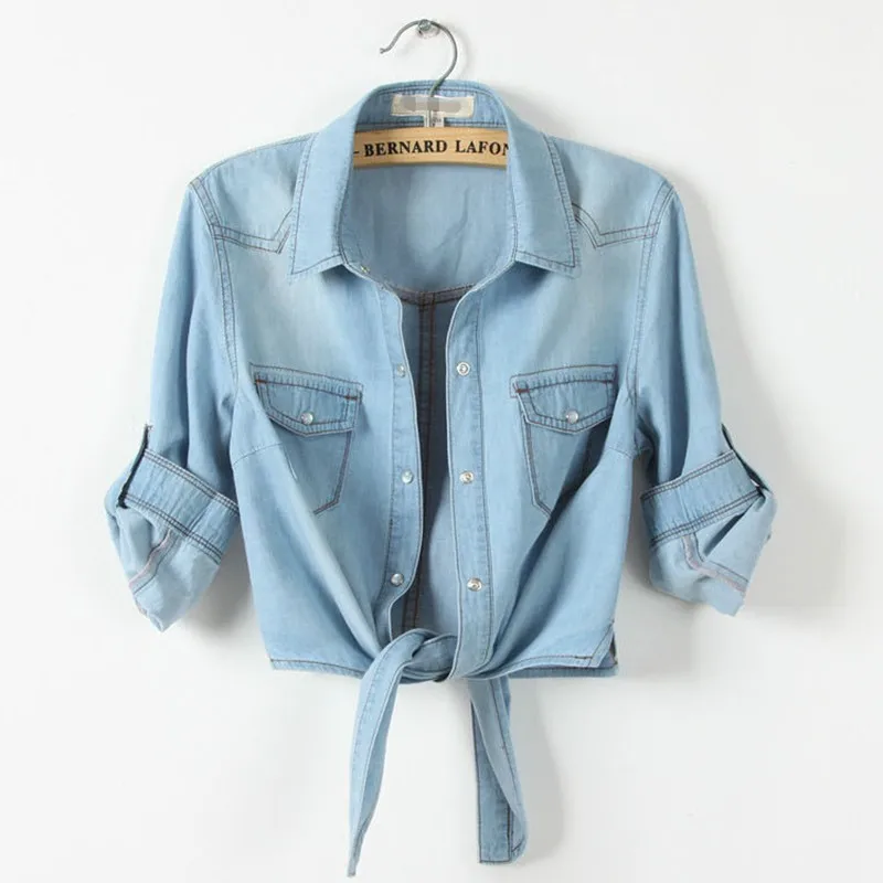 

2025 Spring and Autumn Women's Thin Denim Shirt