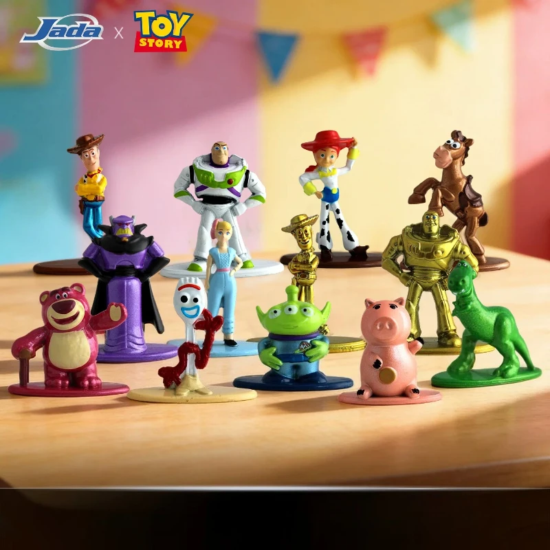 Jada Toy Story Nanometalfigs Cute Mini Anime Action Figure Woody Buzz Lightyear Jessie Doll Model Collect Ornaments