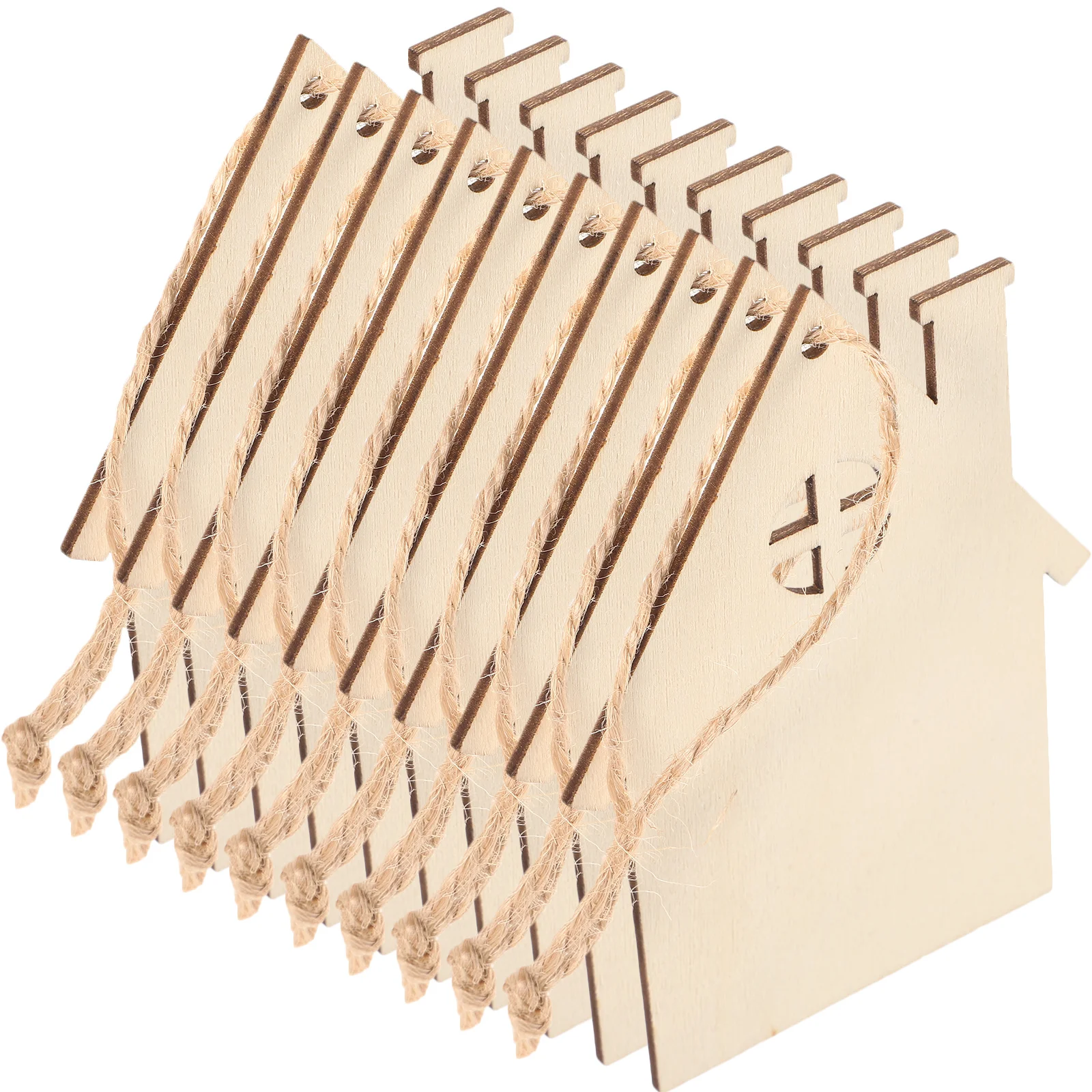 

20Pcs Wooden Christmas Tree Hanging Ornaments Xmas House Pendants Holiday Party Decoration Supplies Wooden Houses for Crafts