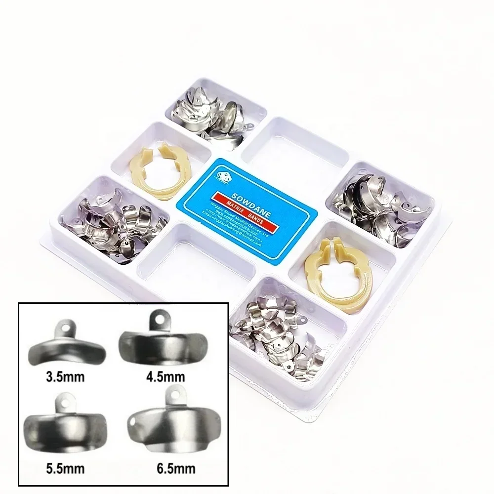 

80pcs New Dentals M4 matrices Sectionals Contoureds Metal Matrices Wedges set with Autoclavables Clip Ring