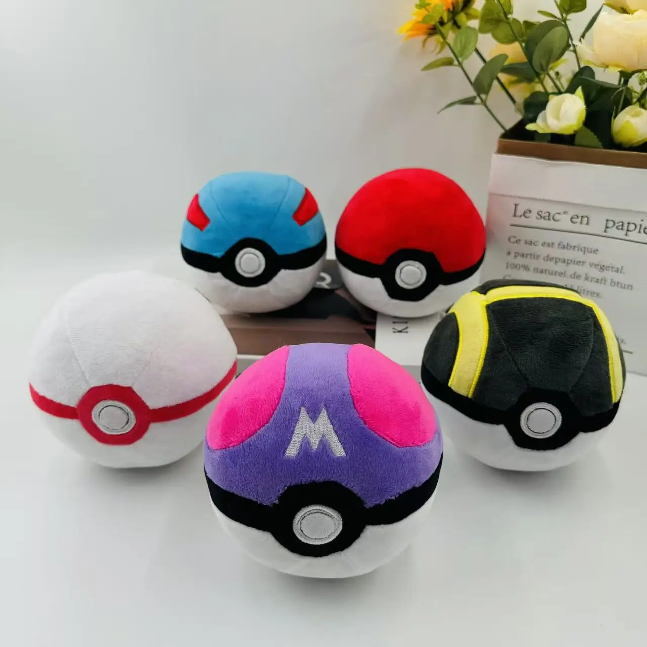 Pokeball Plush Master Ball Poke Ball Great Ball Beast Ball Dusk Ball Hisuian Ultra Ball Toys for Children Kids Christmas Gift