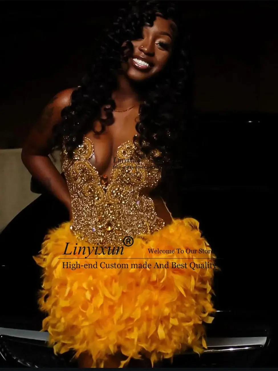 Luxe strass kralen korte zeemeermin galajurken op maat gemaakte mini homecoming cocktailjurk voor zwart meisje verjaardagsfeestje jurk