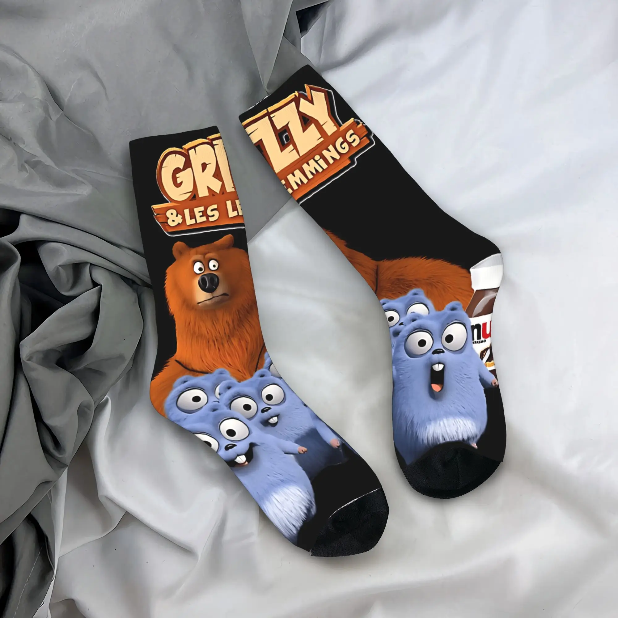 

Мужские носки унисекс «Гризли и лемминги» для путешествий выживания, чулки, нескользящие средние мягкие носки, осенние модные уличные носки с графическим рисунком