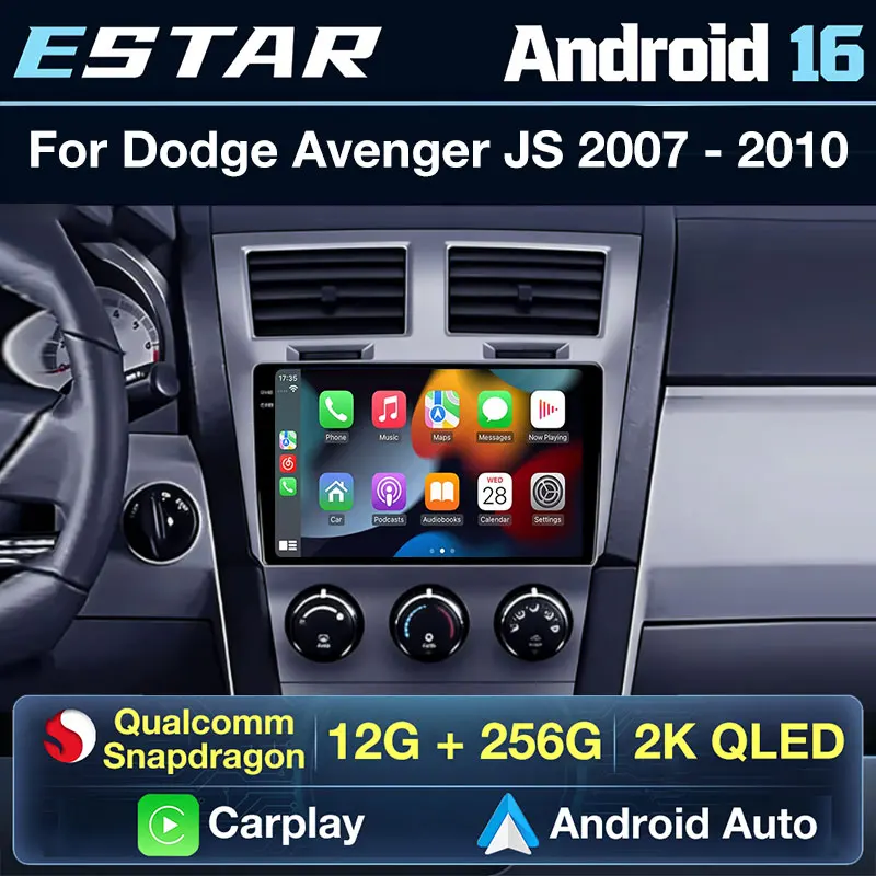 Carplay inalámbrico Android 16 para Dodge Avenger JS 2007 - 2010 para Dodge Nitro 2006 - 2011 Radio de coche DTS Unidad principal con cámara 360 QLED