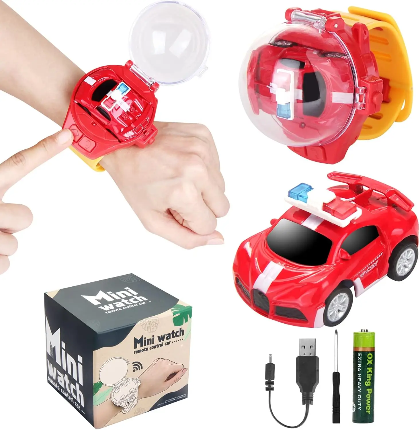 Remote Control Car Watch Toys with LED Light,2.4 GHz Mini Racing Cars Wrist Toy for Kids Adults,RC Small Car