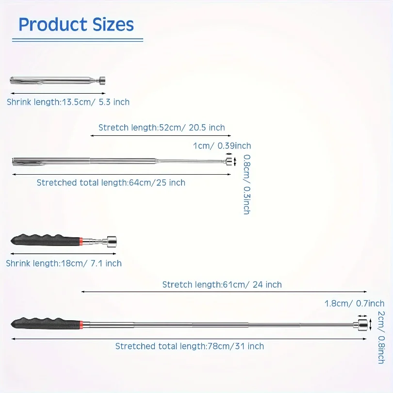 Telescopic magnet picking tool for hard to reach areas