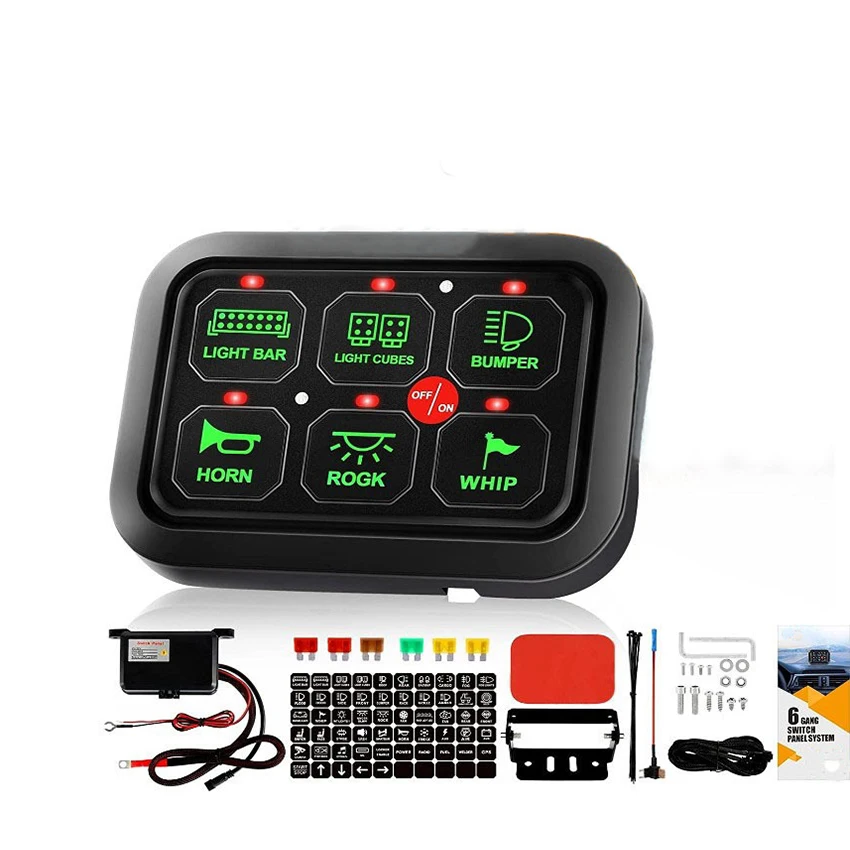 

6 Gangs LED Switch Panel On-Off Control Box Universal Light Electronic Relay System for RV Truck Caravan Camper Boat Retrofit