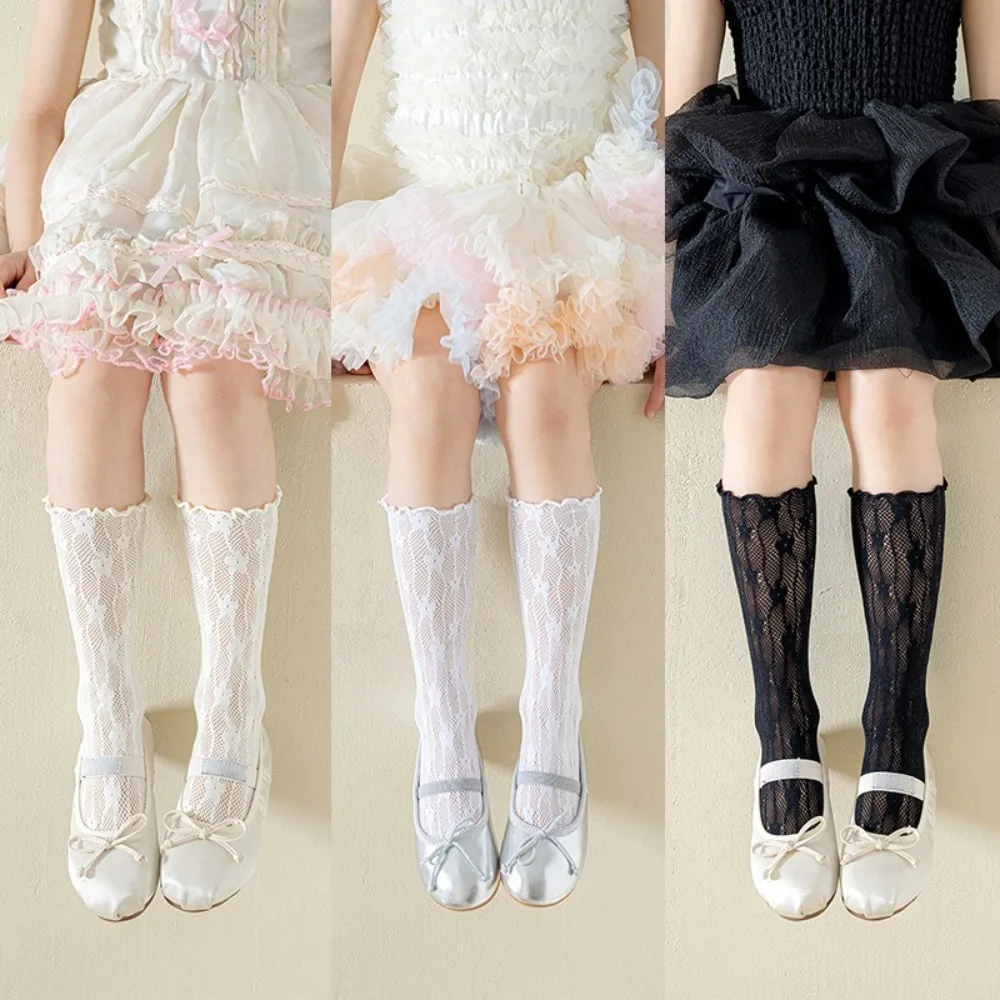 

New Lolita Leg Covers Lace Ballet Style Middle Tube Socks Breathable Mesh Hosiery Party