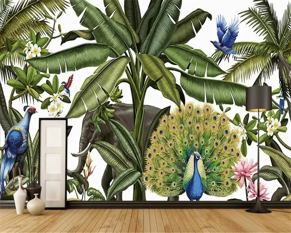 3D Peacock Open Screen Oil Painting Custom Wallpaper Mural for Living Room Bedroom KTV Bar Hotel Background Wall Decor