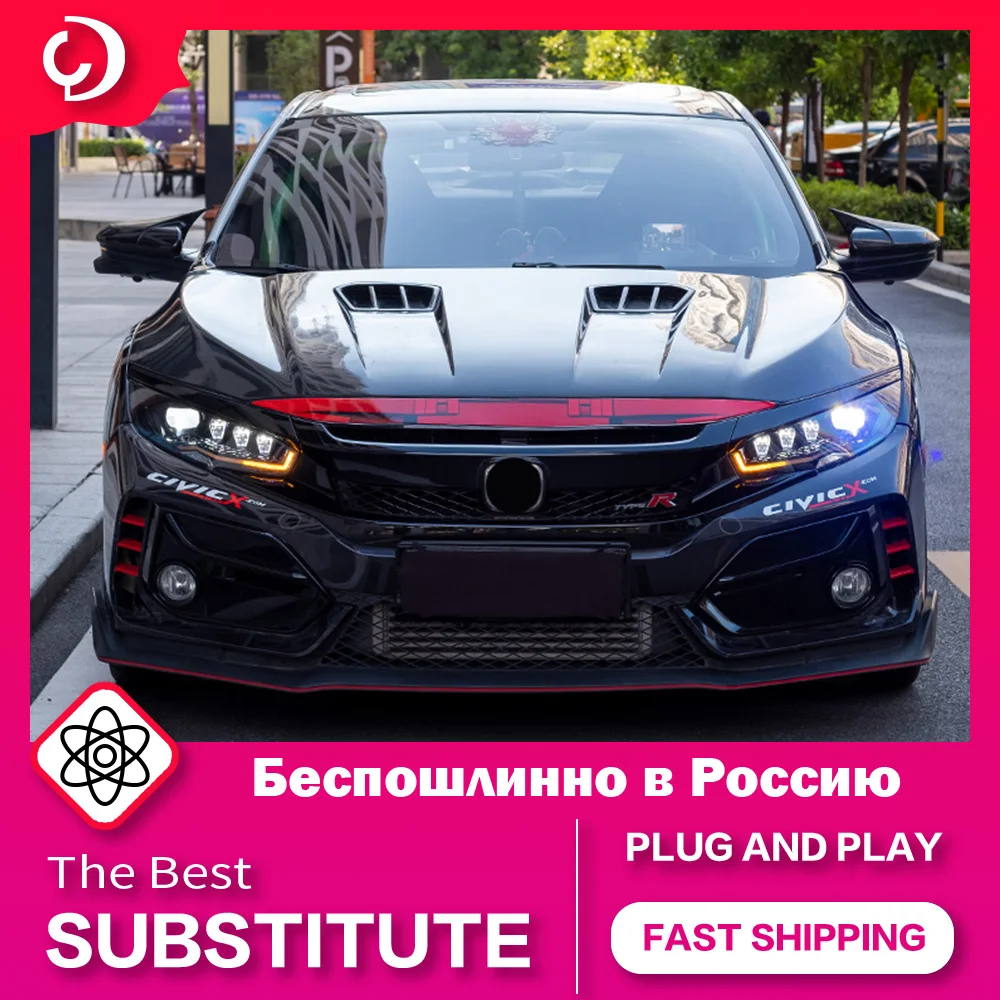 Headlights for Civic G10 2016-2021 1.0T Sedan 1.5T Sedan Hatchback Dynamic Running Turn Signal Led Projector Replacement