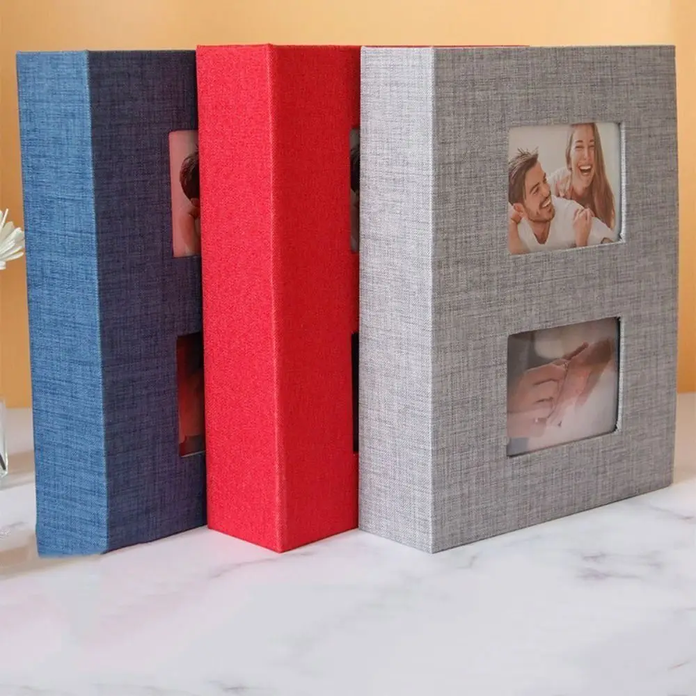 200 Peças Álbum de Fotos com Capa de Linho, Tipo Interfolha, para Fotos de 6 Polegadas, Livro de Álbum de Fotos DIY, Presente, Álbum Grande de Scrapbook para Família e Aniversários